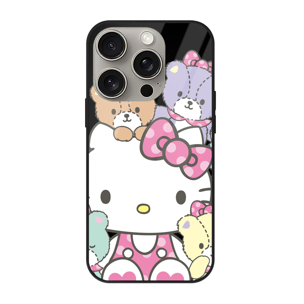 （画像用） Hello Kitty ハローキティ 【iPhone15Pro対応】スマホケース 耐衝撃＆黄変防止 背面ガラス
