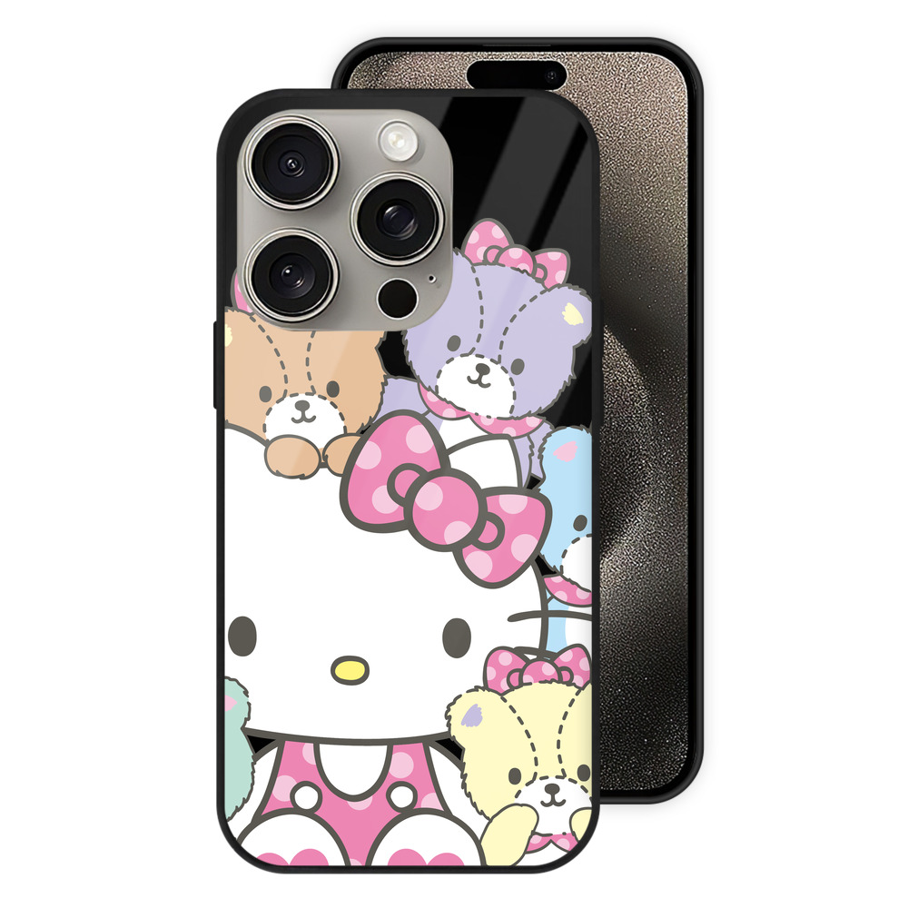 （画像用） Hello Kitty ハローキティ 【iPhone15Pro対応】スマホケース 耐衝撃＆黄変防止 背面ガラス