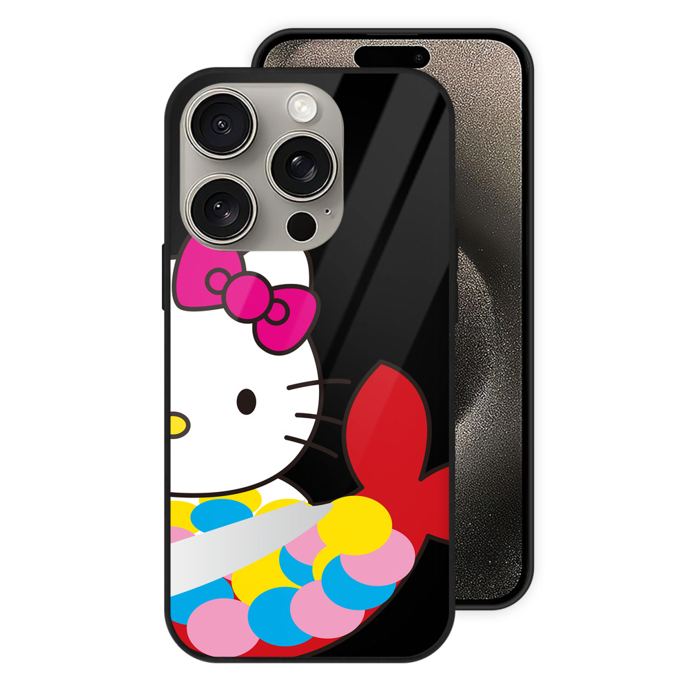 （画像用） Hello Kitty ハローキティ 【iPhone15Pro対応】スマホケース 耐衝撃＆黄変防止 背面ガラス