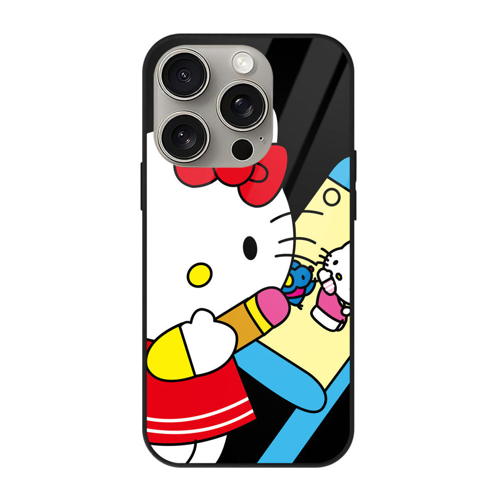 （画像用） Hello Kitty ハローキティ 【iPhone15Pro対応】スマホケース 耐衝撃＆黄変防止 背面ガラス