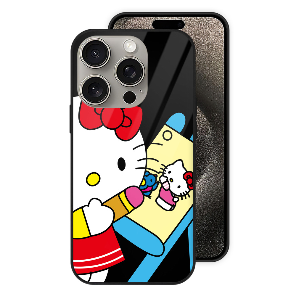 （画像用） Hello Kitty ハローキティ 【iPhone15Pro対応】スマホケース 耐衝撃＆黄変防止 背面ガラス