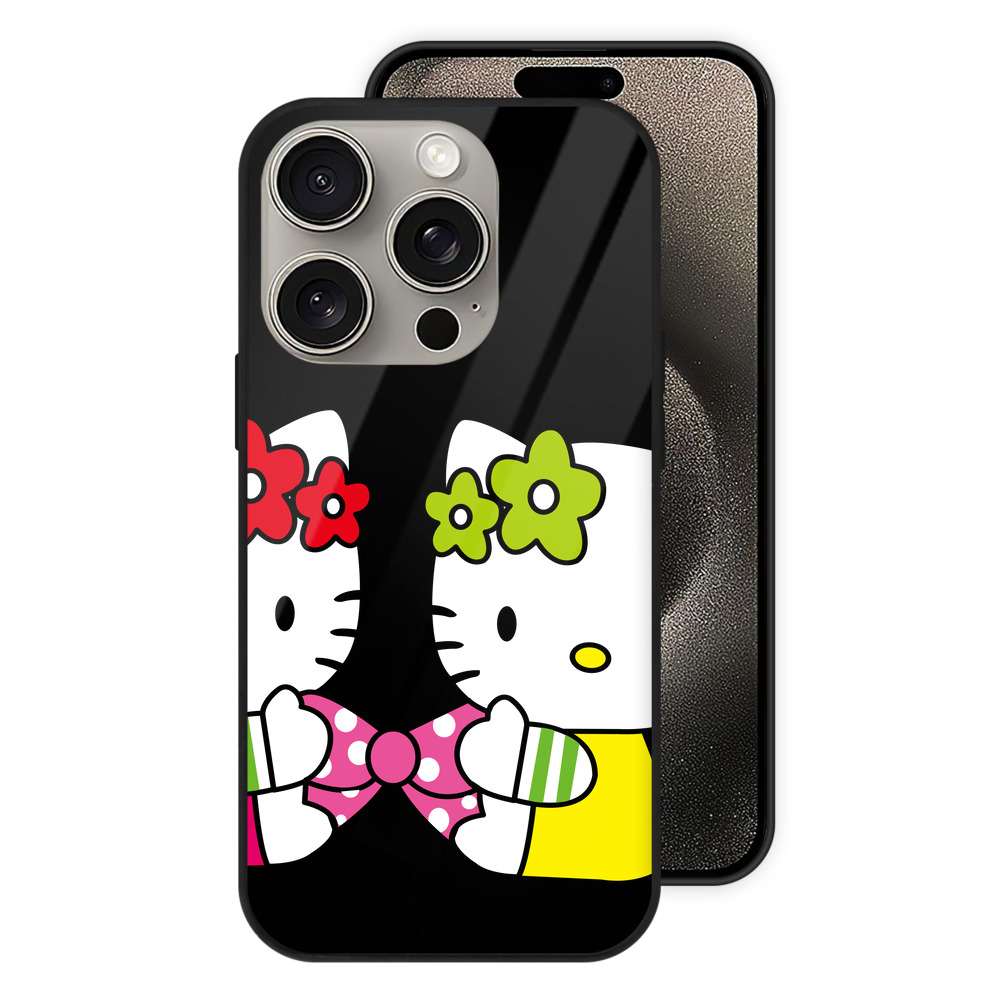 （画像用） Hello Kitty ハローキティ 【iPhone15Pro対応】スマホケース 耐衝撃＆黄変防止 背面ガラス
