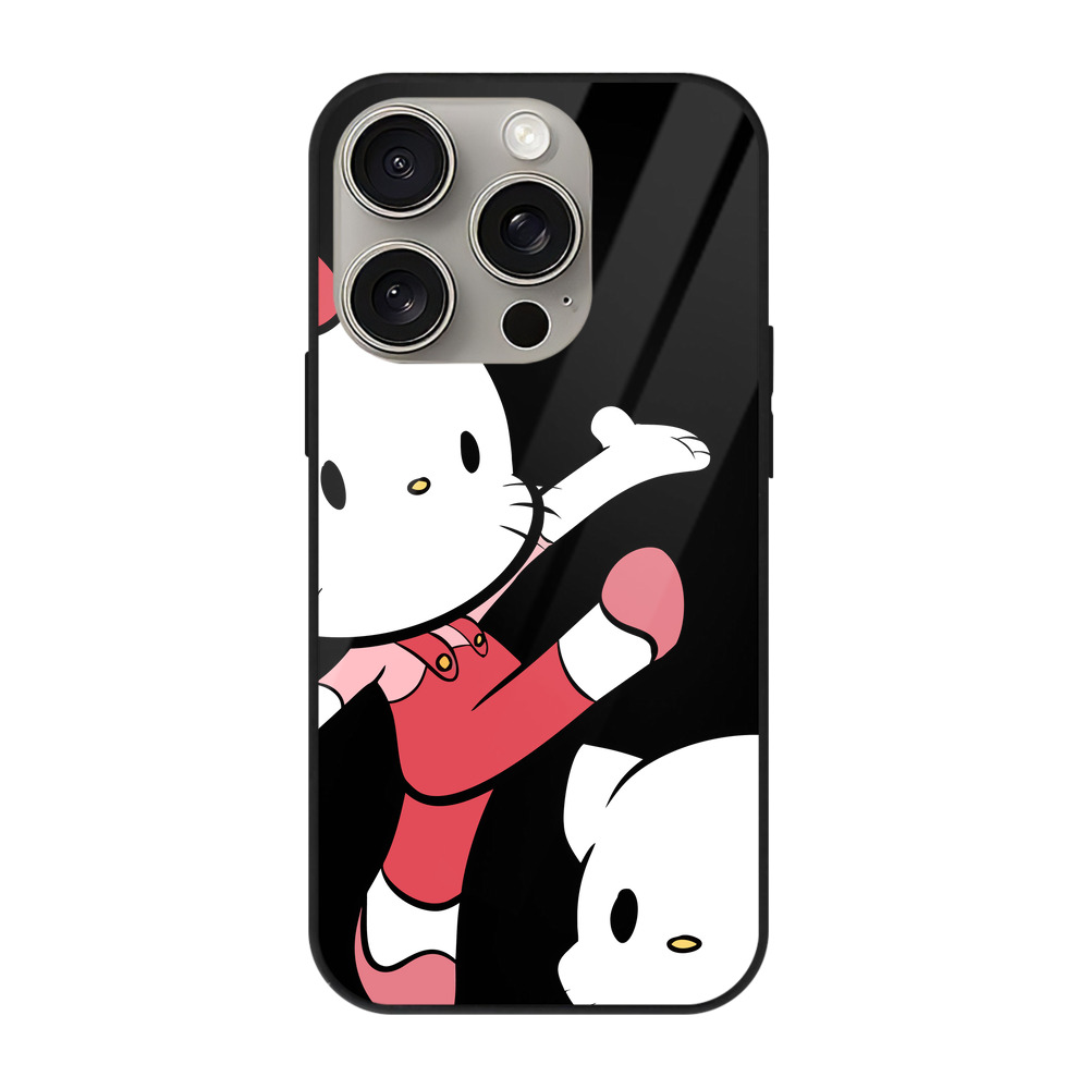 （画像用） Hello Kitty ハローキティ 【iPhone15Pro対応】スマホケース 耐衝撃＆黄変防止 背面ガラス