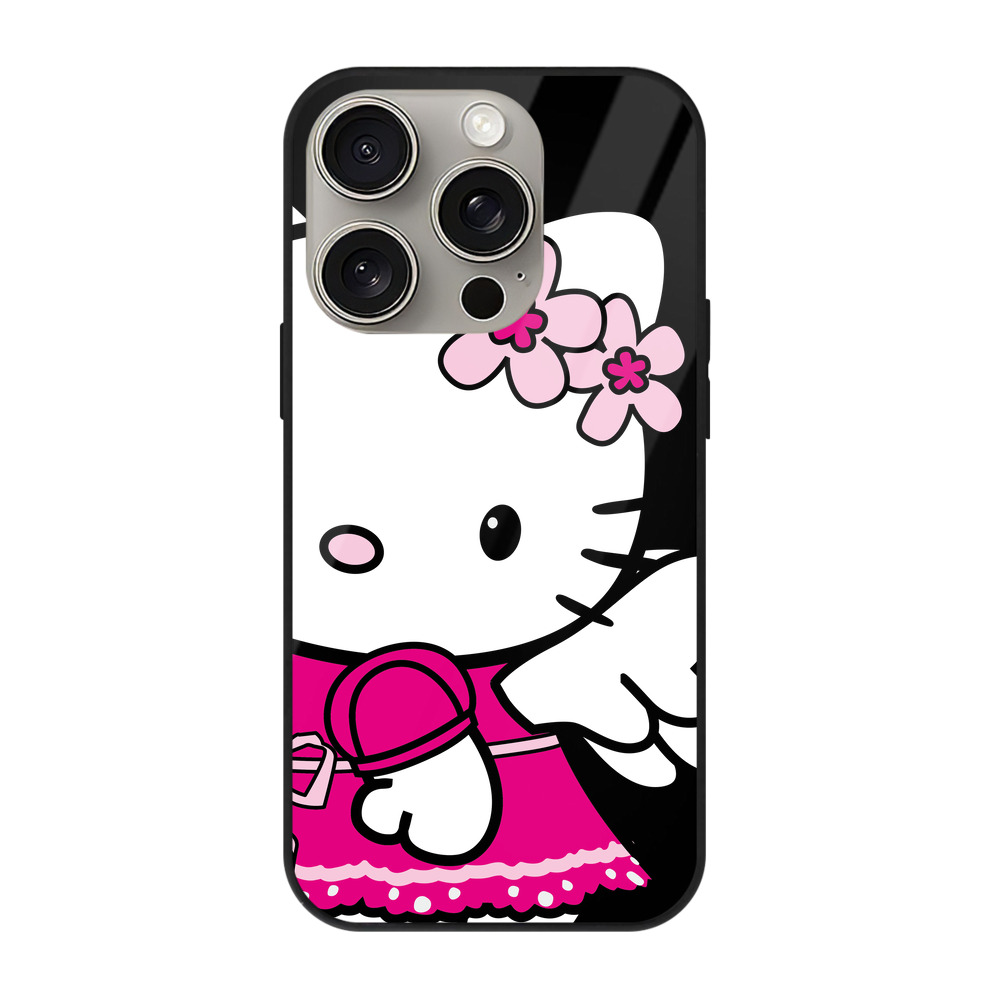 （画像用） Hello Kitty ハローキティ 【iPhone15Pro対応】スマホケース 耐衝撃＆黄変防止 背面ガラス