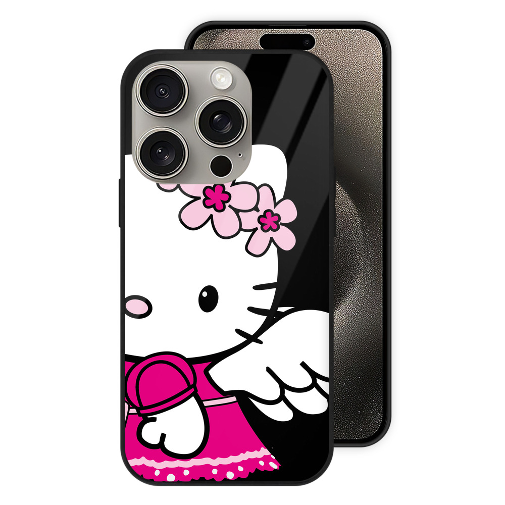 （画像用） Hello Kitty ハローキティ 【iPhone15Pro対応】スマホケース 耐衝撃＆黄変防止 背面ガラス