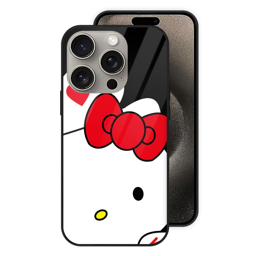 （画像用） Hello Kitty ハローキティ 【iPhone15Pro対応】スマホケース 耐衝撃＆黄変防止 背面ガラス