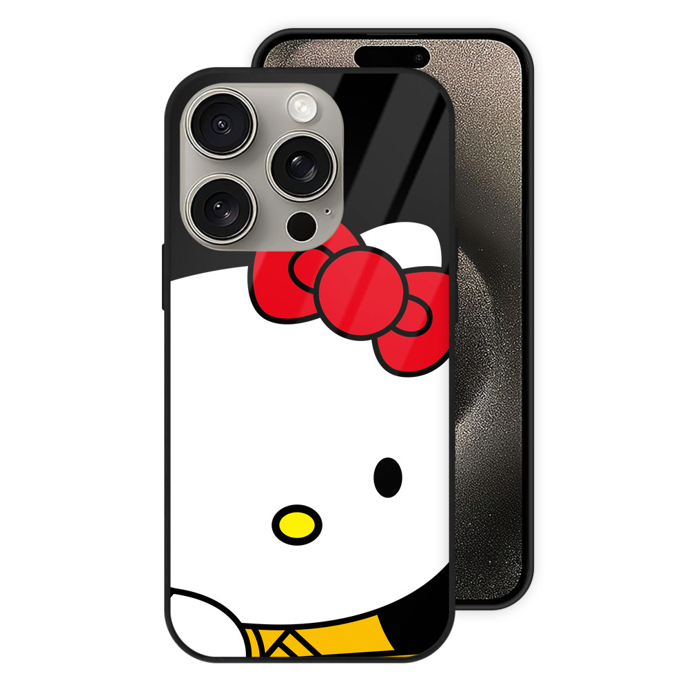 （画像用） Hello Kitty ハローキティ 【iPhone15Pro対応】スマホケース 耐衝撃＆黄変防止 背面ガラス
