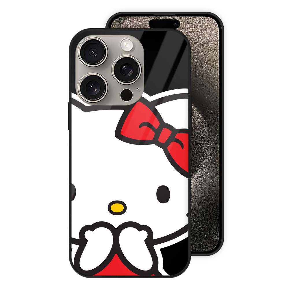 （画像用） Hello Kitty ハローキティ 【iPhone15Pro対応】スマホケース 耐衝撃＆黄変防止 背面ガラス