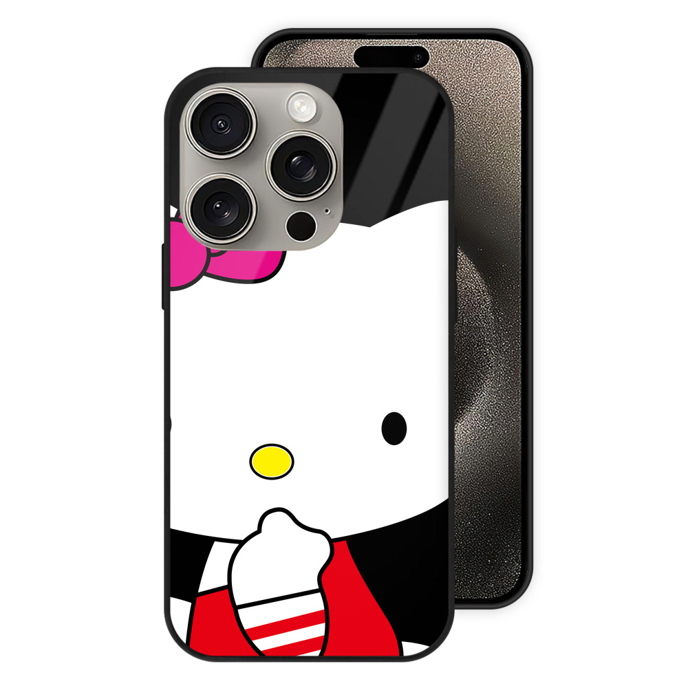（画像用） Hello Kitty ハローキティ 【iPhone15Pro対応】スマホケース 耐衝撃＆黄変防止 背面ガラス