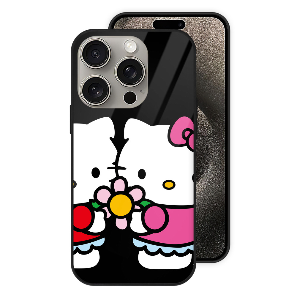 （画像用） Hello Kitty ハローキティ 【iPhone15Pro対応】スマホケース 耐衝撃＆黄変防止 背面ガラス