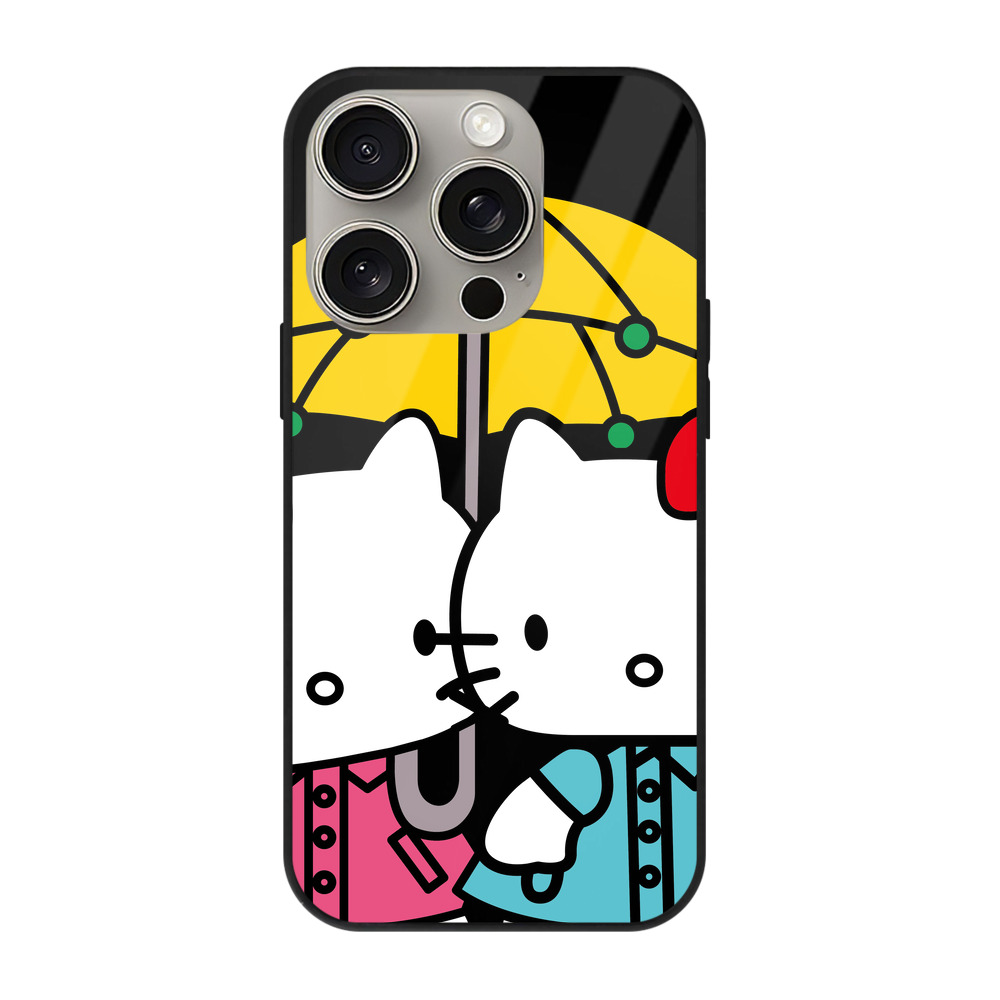 （画像用） Hello Kitty ハローキティ 【iPhone15Pro対応】スマホケース 耐衝撃＆黄変防止 背面ガラス