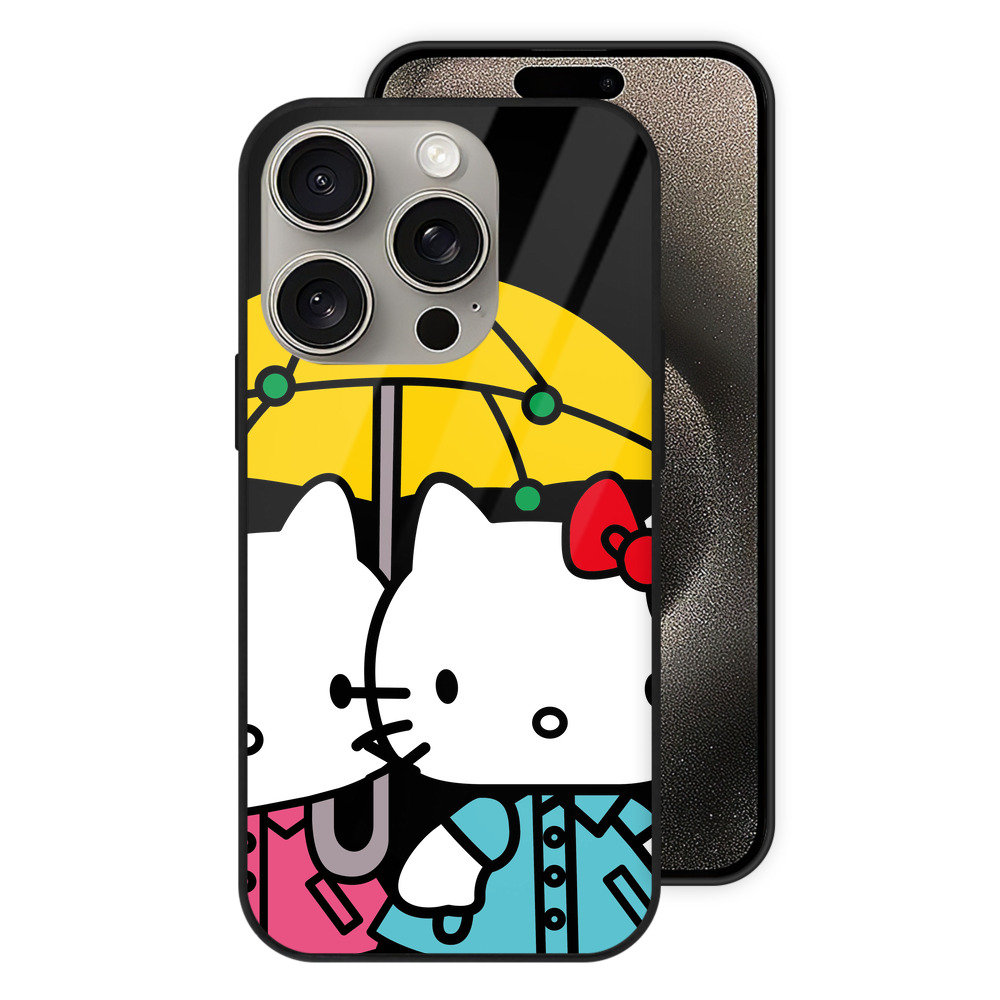 （画像用） Hello Kitty ハローキティ 【iPhone15Pro対応】スマホケース 耐衝撃＆黄変防止 背面ガラス