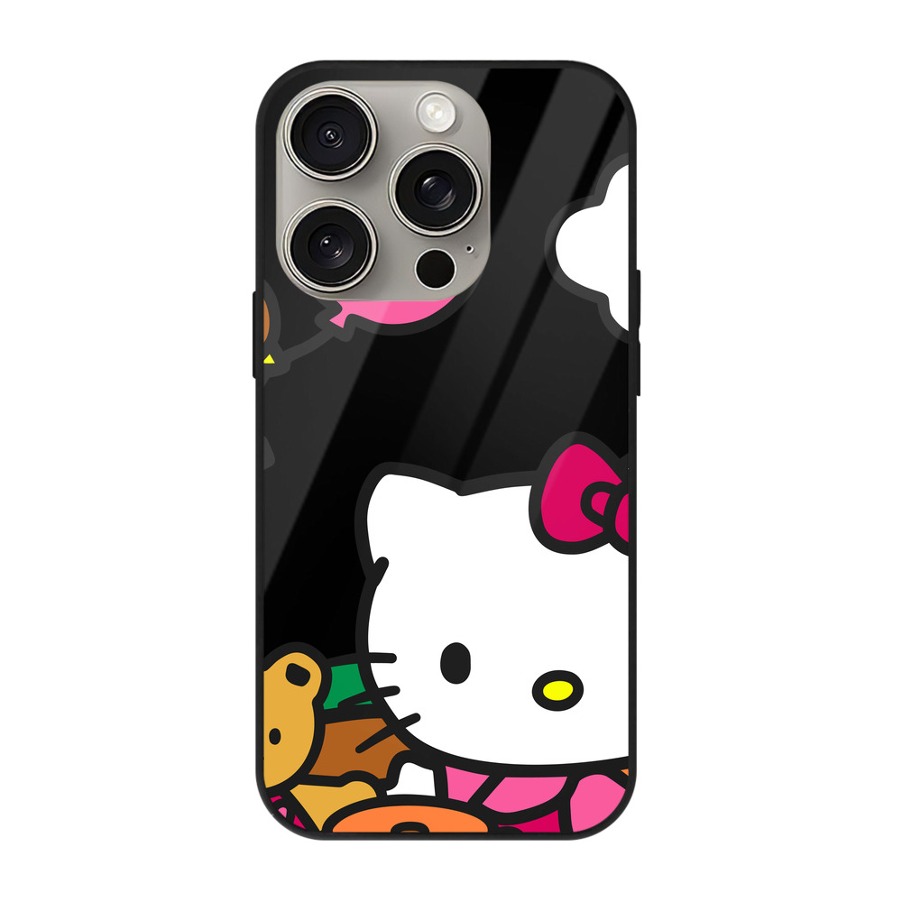 （画像用） Hello Kitty ハローキティ 【iPhone15Pro対応】スマホケース 耐衝撃＆黄変防止 背面ガラス