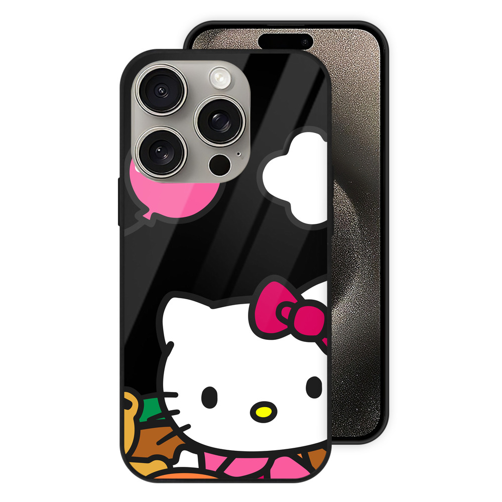 （画像用） Hello Kitty ハローキティ 【iPhone15Pro対応】スマホケース 耐衝撃＆黄変防止 背面ガラス