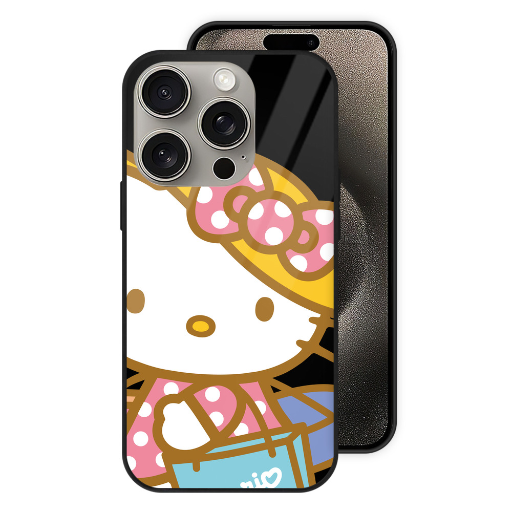 （画像用） Hello Kitty ハローキティ 【iPhone15Pro対応】スマホケース 耐衝撃＆黄変防止 背面ガラス