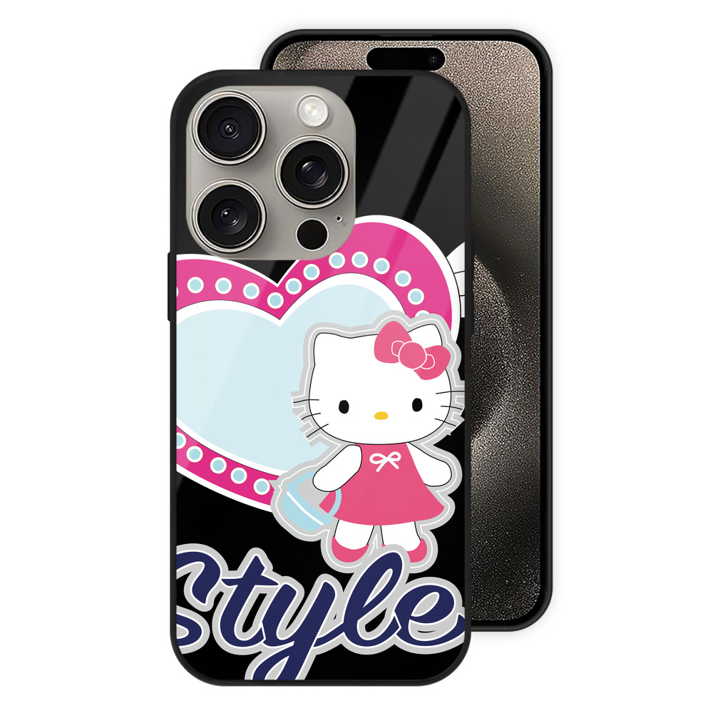 （画像用） Hello Kitty ハローキティ 【iPhone15Pro対応】スマホケース 耐衝撃＆黄変防止 背面ガラス