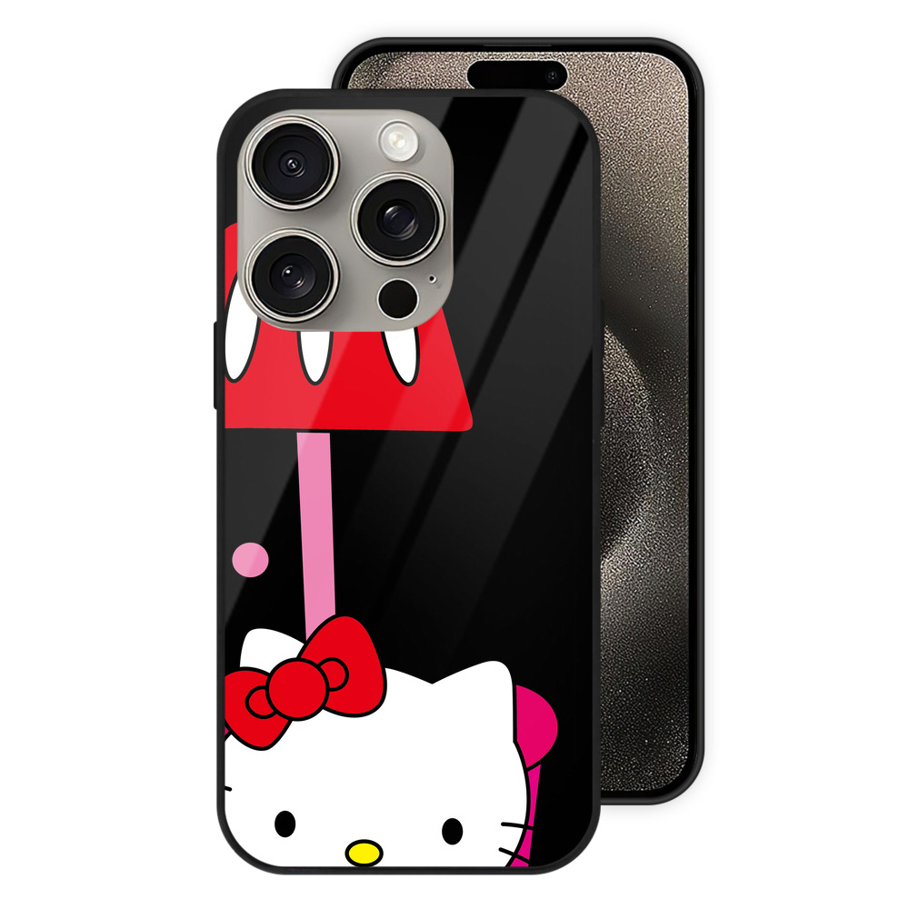 （画像用） Hello Kitty ハローキティ 【iPhone15Pro対応】スマホケース 耐衝撃＆黄変防止 背面ガラス