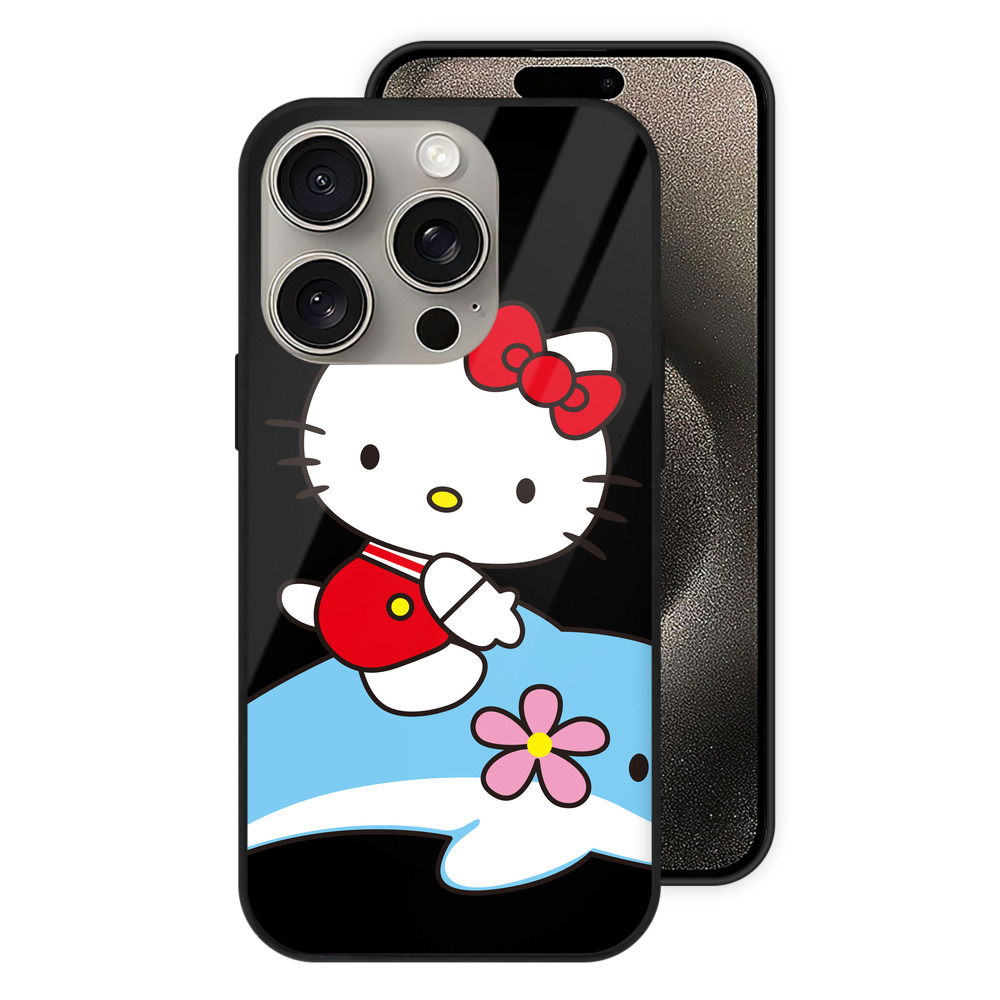 （画像用） Hello Kitty ハローキティ 【iPhone15Pro対応】スマホケース 耐衝撃＆黄変防止 背面ガラス