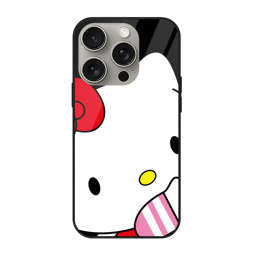（画像用） Hello Kitty ハローキティ 【iPhone15Pro対応】スマホケース 耐衝撃＆黄変防止 背面ガラス