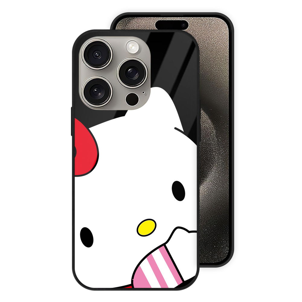 （画像用） Hello Kitty ハローキティ 【iPhone15Pro対応】スマホケース 耐衝撃＆黄変防止 背面ガラス