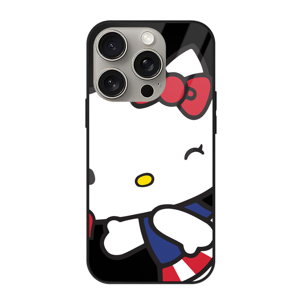 （画像用） Hello Kitty ハローキティ 【iPhone15Pro対応】スマホケース 耐衝撃＆黄変防止 背面ガラス