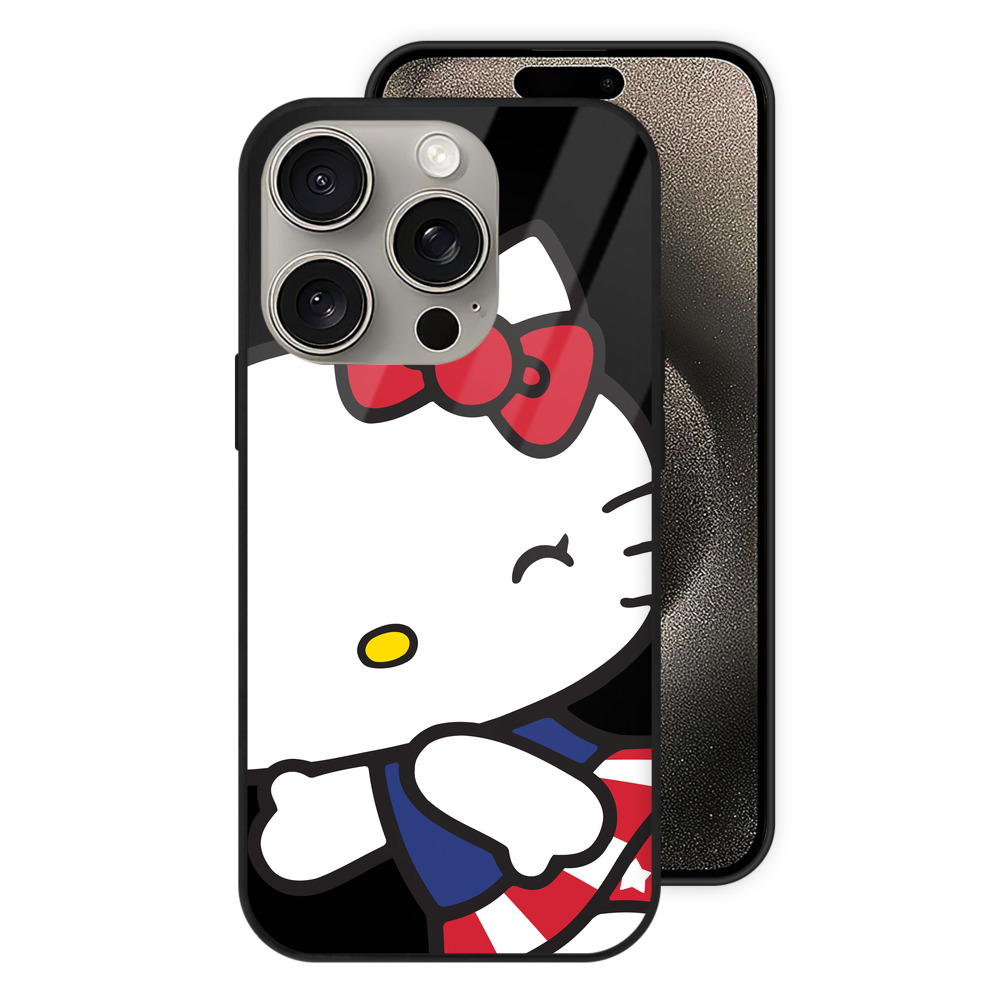 （画像用） Hello Kitty ハローキティ 【iPhone15Pro対応】スマホケース 耐衝撃＆黄変防止 背面ガラス