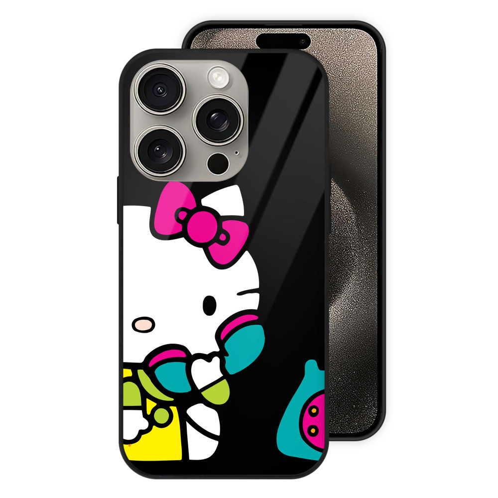（画像用） Hello Kitty ハローキティ 【iPhone15Pro対応】スマホケース 耐衝撃＆黄変防止 背面ガラス