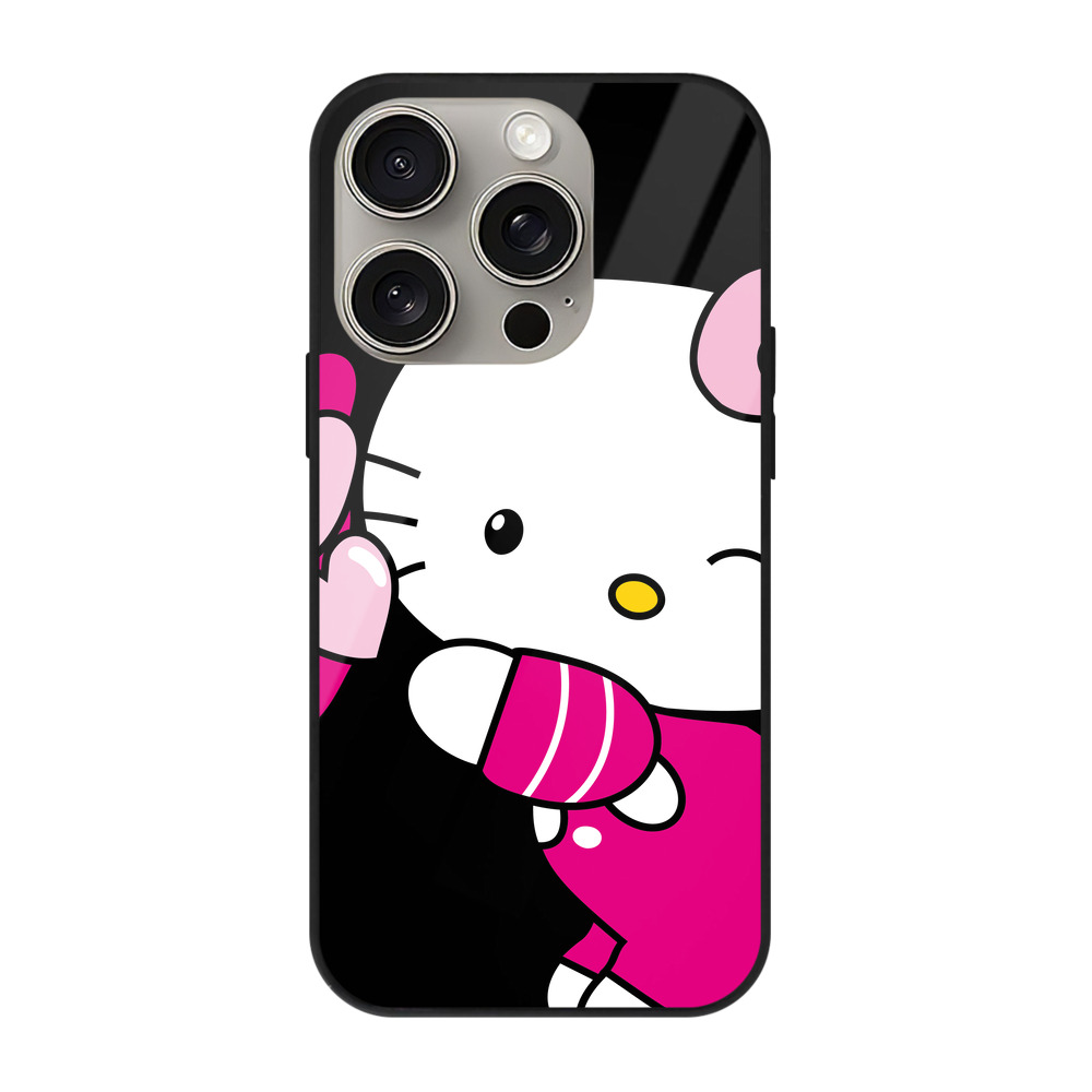（画像用） Hello Kitty ハローキティ 【iPhone15Pro対応】スマホケース 耐衝撃＆黄変防止 背面ガラス