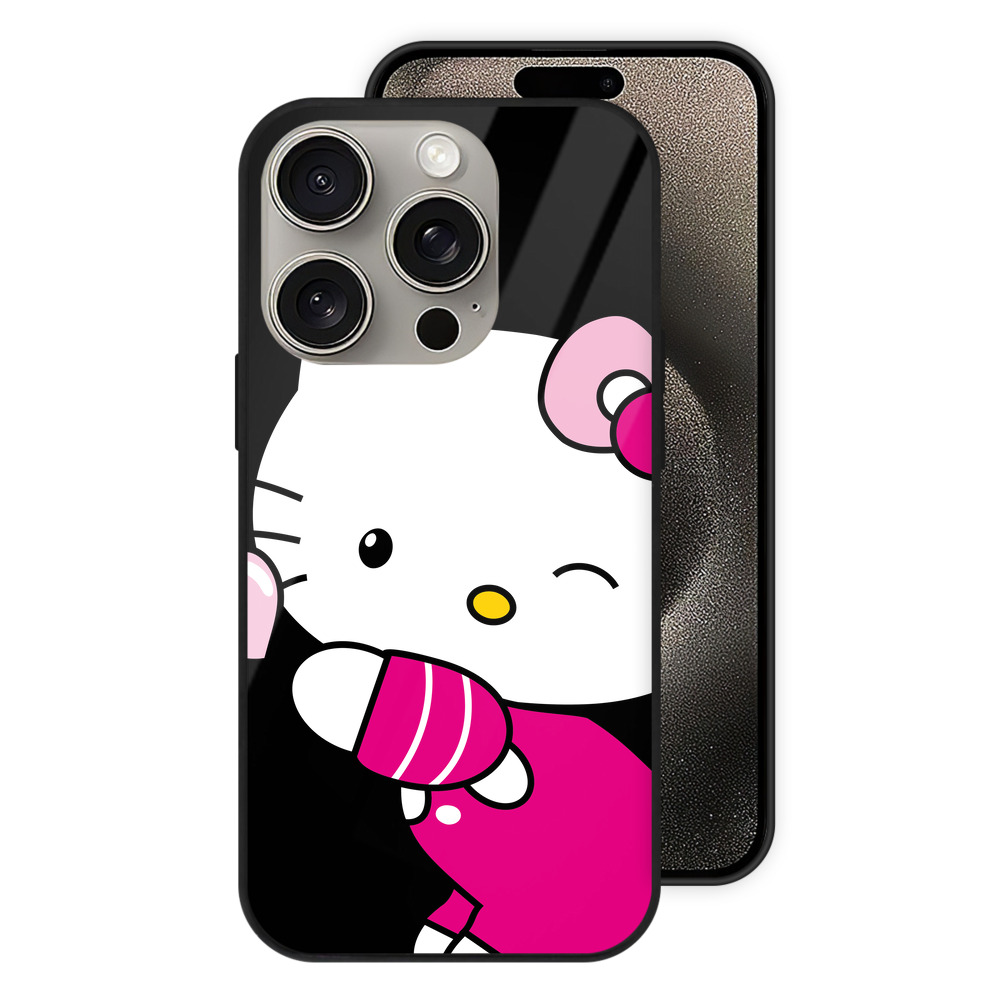 （画像用） Hello Kitty ハローキティ 【iPhone15Pro対応】スマホケース 耐衝撃＆黄変防止 背面ガラス