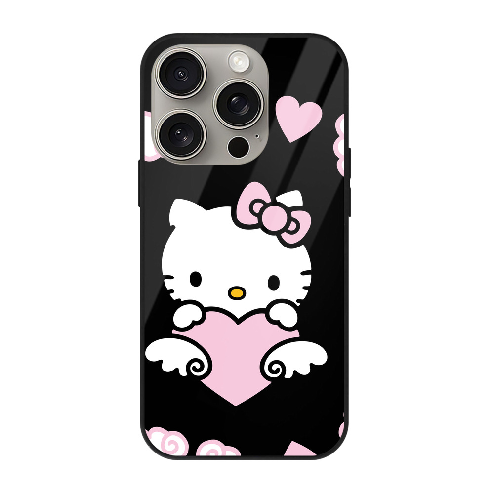 （画像用） Hello Kitty ハローキティ 【iPhone15Pro対応】スマホケース 耐衝撃＆黄変防止 背面ガラス