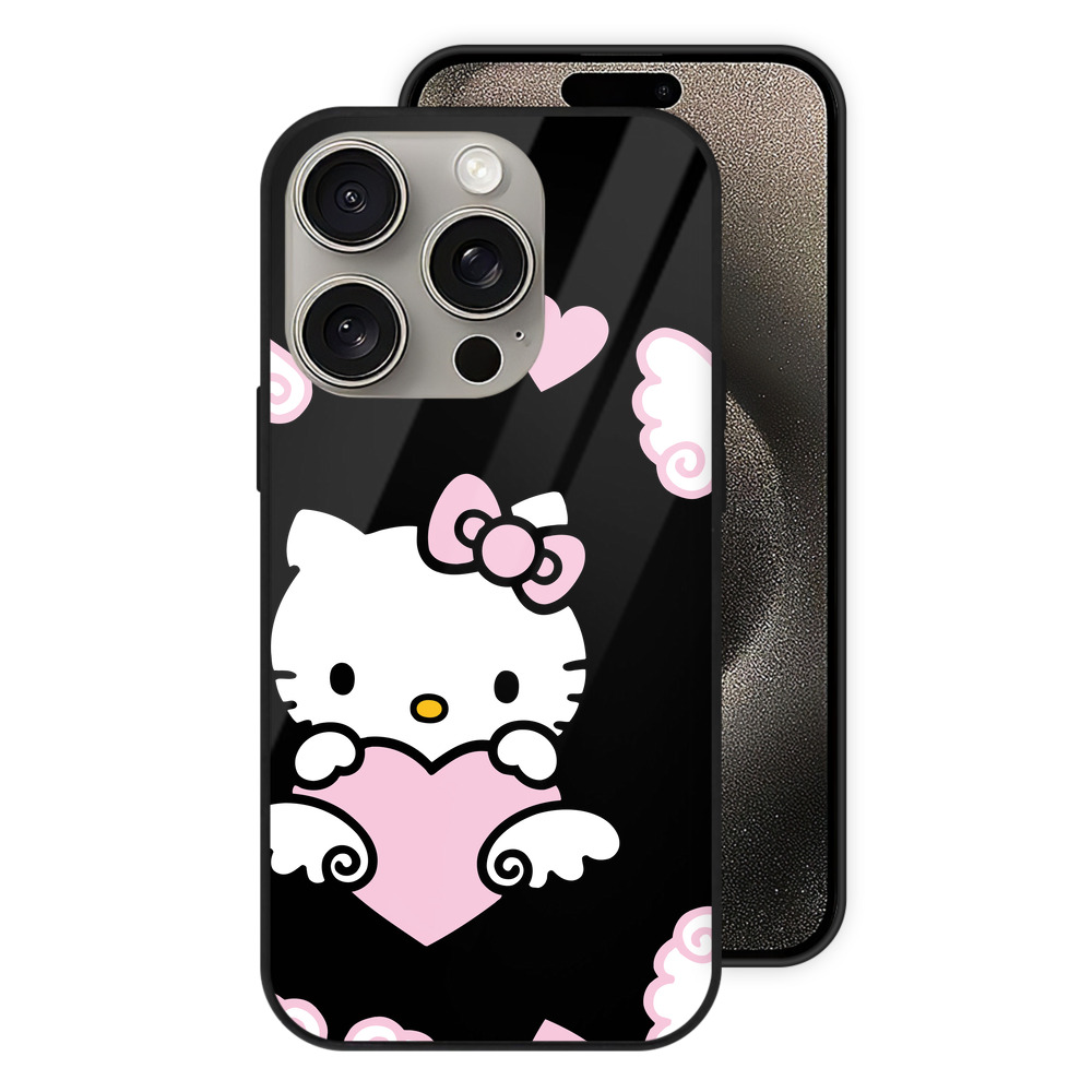（画像用） Hello Kitty ハローキティ 【iPhone15Pro対応】スマホケース 耐衝撃＆黄変防止 背面ガラス
