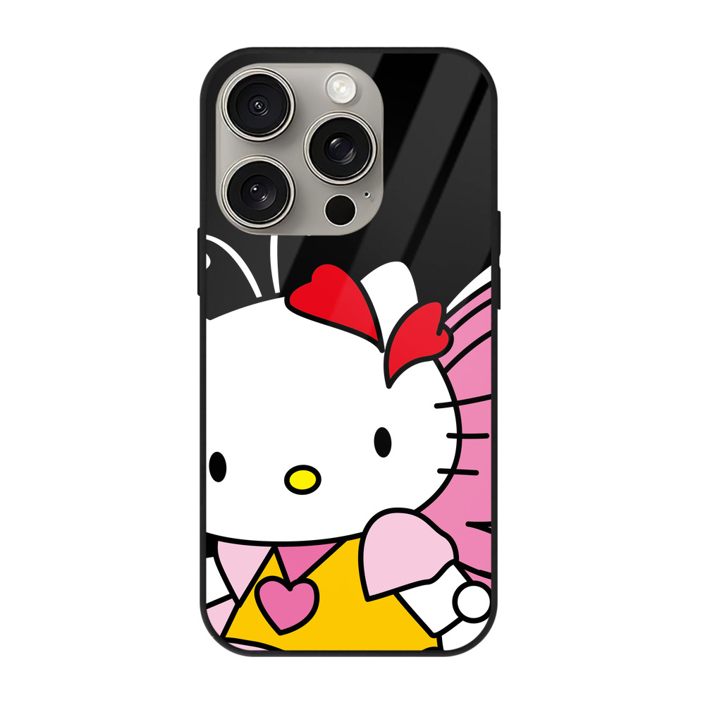 （画像用） Hello Kitty ハローキティ 【iPhone15Pro対応】スマホケース 耐衝撃＆黄変防止 背面ガラス