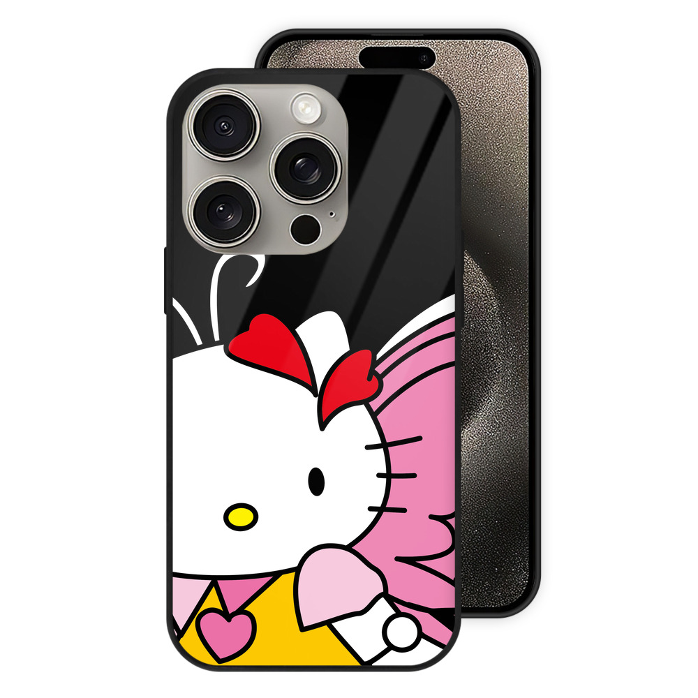 （画像用） Hello Kitty ハローキティ 【iPhone15Pro対応】スマホケース 耐衝撃＆黄変防止 背面ガラス