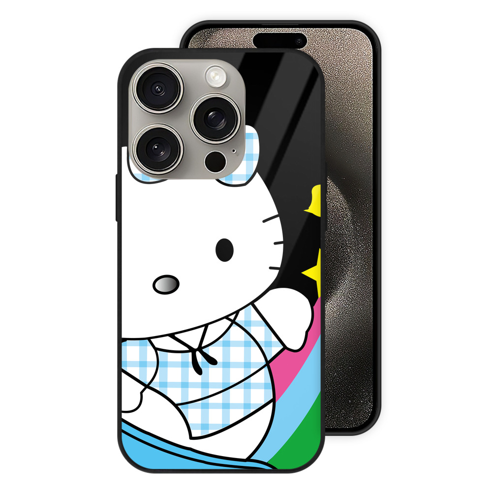 （画像用） Hello Kitty ハローキティ 【iPhone15Pro対応】スマホケース 耐衝撃＆黄変防止 背面ガラス