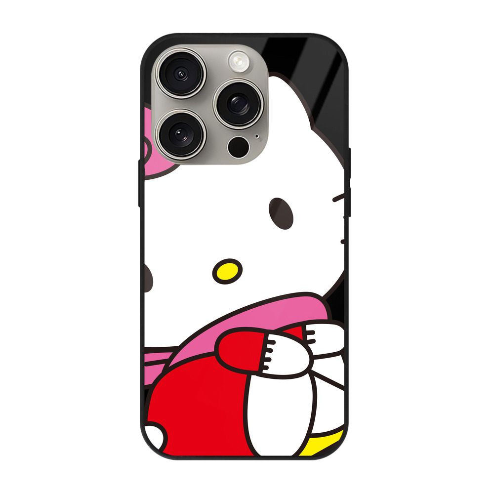 （画像用） Hello Kitty ハローキティ 【iPhone15Pro対応】スマホケース 耐衝撃＆黄変防止 背面ガラス