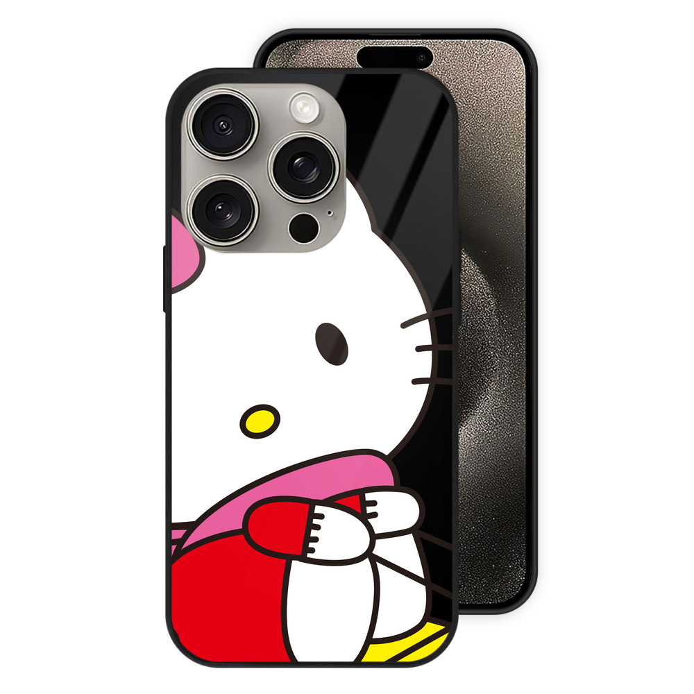 （画像用） Hello Kitty ハローキティ 【iPhone15Pro対応】スマホケース 耐衝撃＆黄変防止 背面ガラス