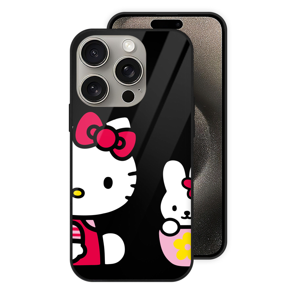 （画像用） Hello Kitty ハローキティ 【iPhone15Pro対応】スマホケース 耐衝撃＆黄変防止 背面ガラス