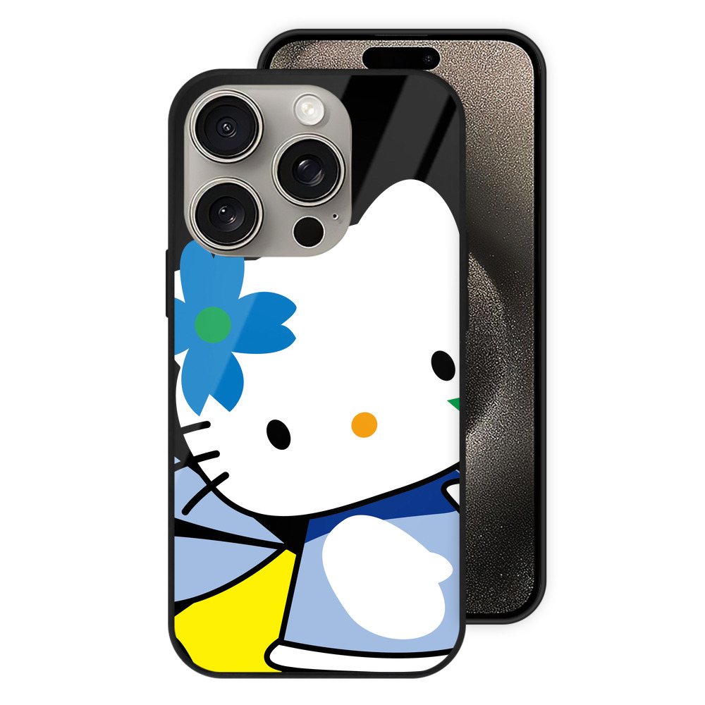 （画像用） Hello Kitty ハローキティ 【iPhone15Pro対応】スマホケース 耐衝撃＆黄変防止 背面ガラス