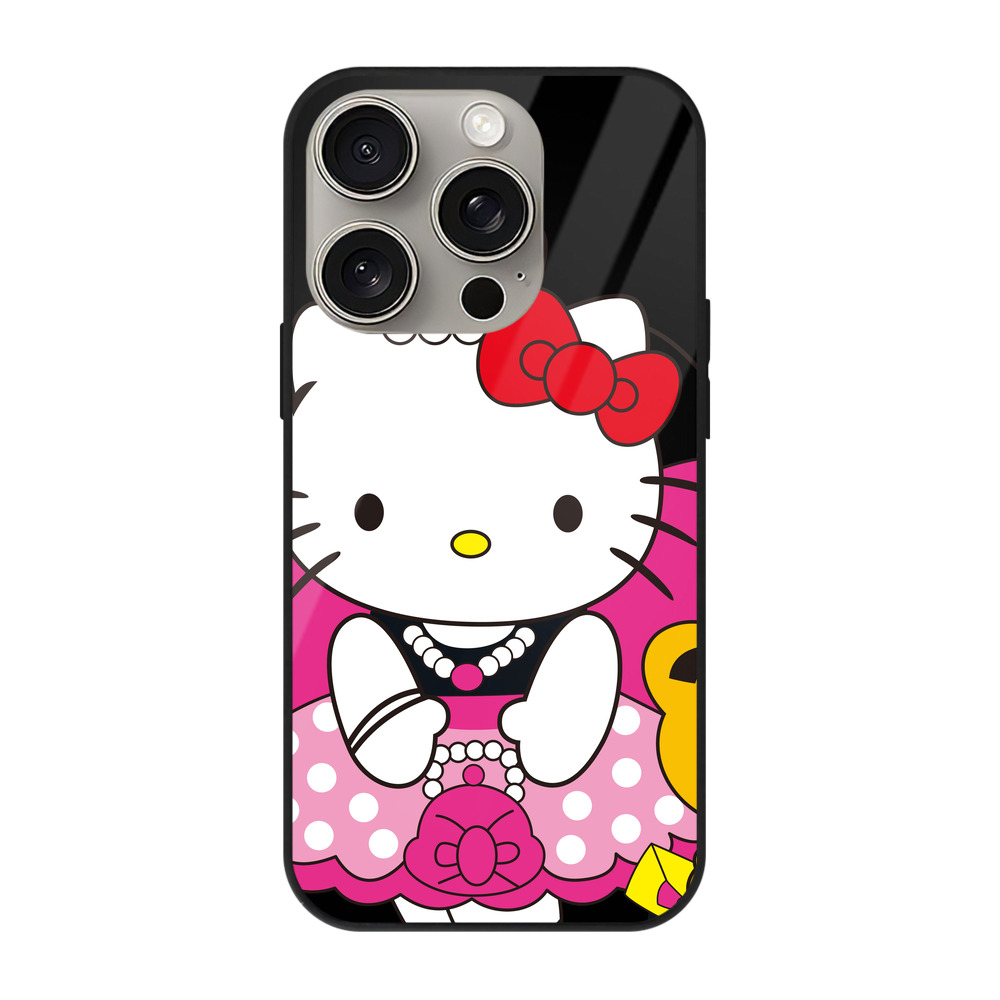 （画像用） Hello Kitty ハローキティ 【iPhone15Pro対応】スマホケース 耐衝撃＆黄変防止 背面ガラス