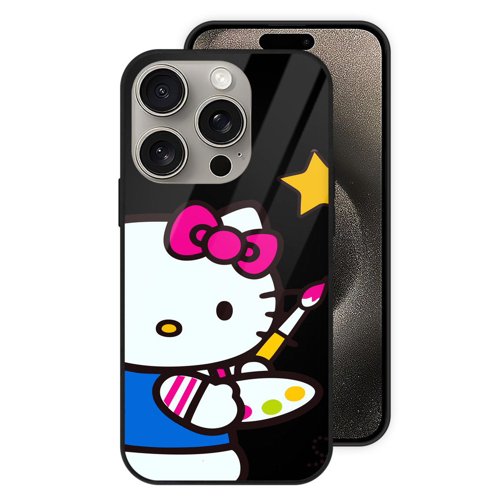 （画像用） Hello Kitty ハローキティ 【iPhone15Pro対応】スマホケース 耐衝撃＆黄変防止 背面ガラス