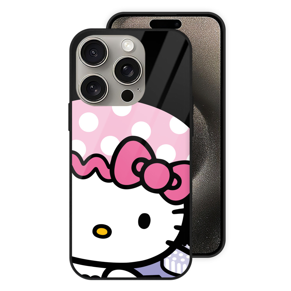 （画像用） Hello Kitty ハローキティ 【iPhone15Pro対応】スマホケース 耐衝撃＆黄変防止 背面ガラス