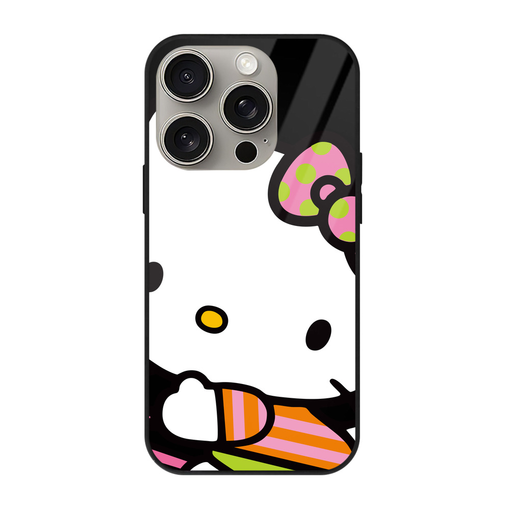 （画像用） Hello Kitty ハローキティ 【iPhone15Pro対応】スマホケース 耐衝撃＆黄変防止 背面ガラス