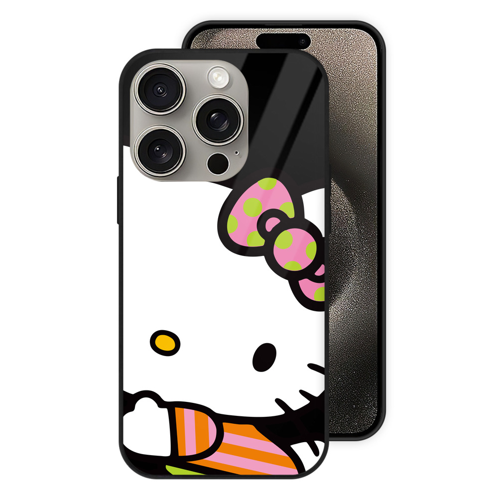 （画像用） Hello Kitty ハローキティ 【iPhone15Pro対応】スマホケース 耐衝撃＆黄変防止 背面ガラス