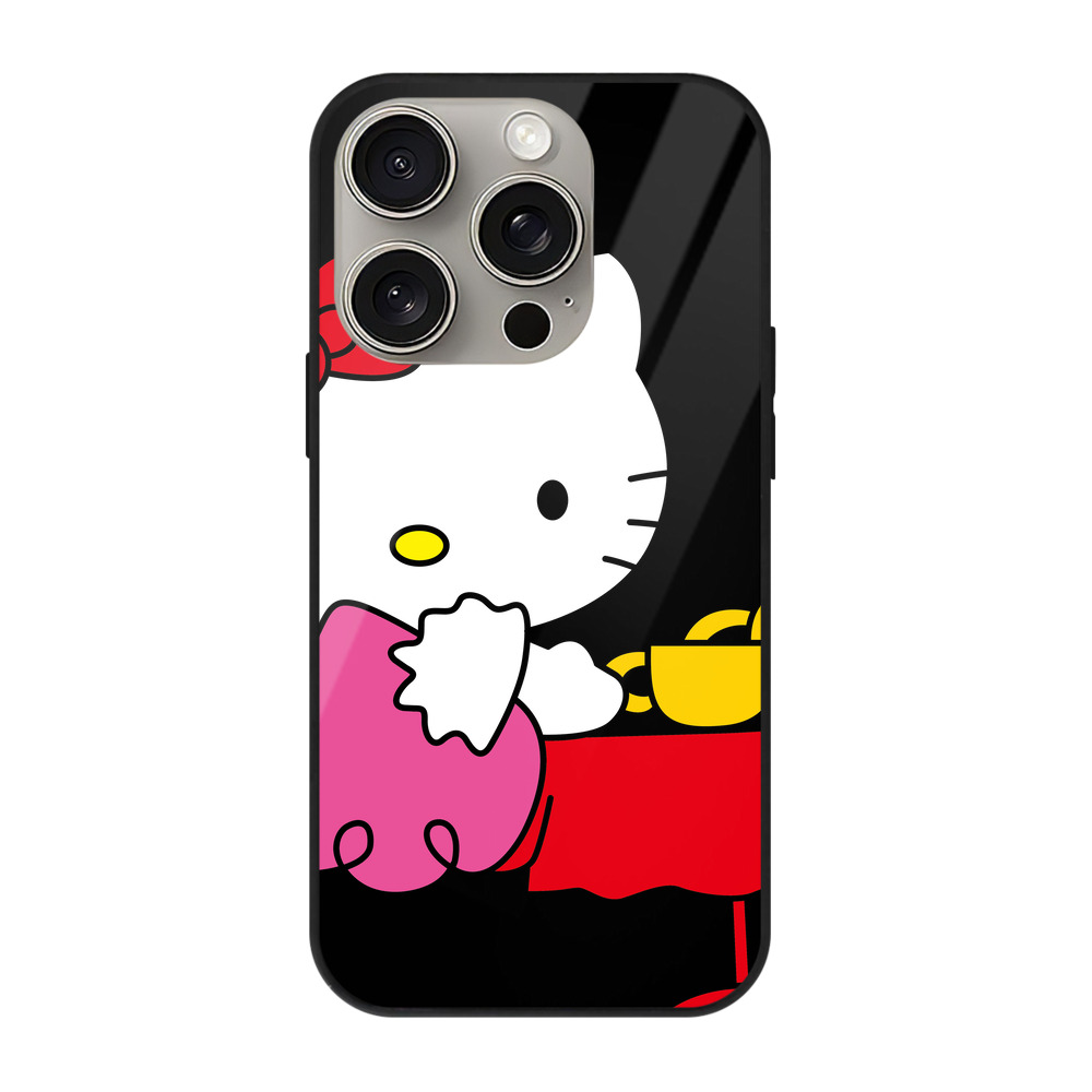 （画像用） Hello Kitty ハローキティ 【iPhone15Pro対応】スマホケース 耐衝撃＆黄変防止 背面ガラス