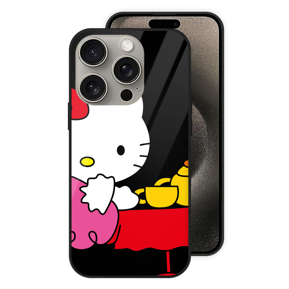 （画像用） Hello Kitty ハローキティ 【iPhone15Pro対応】スマホケース 耐衝撃＆黄変防止 背面ガラス