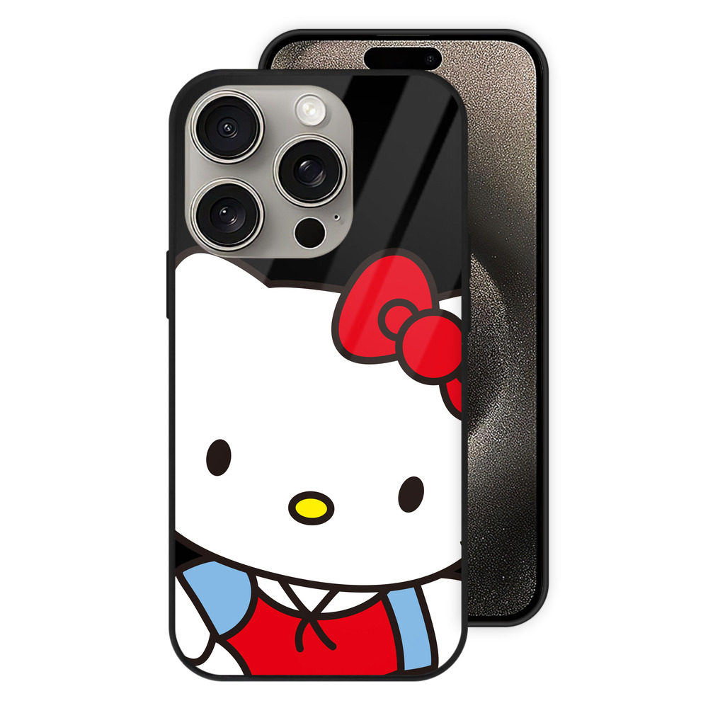 （画像用） Hello Kitty ハローキティ 【iPhone15Pro対応】スマホケース 耐衝撃＆黄変防止 背面ガラス