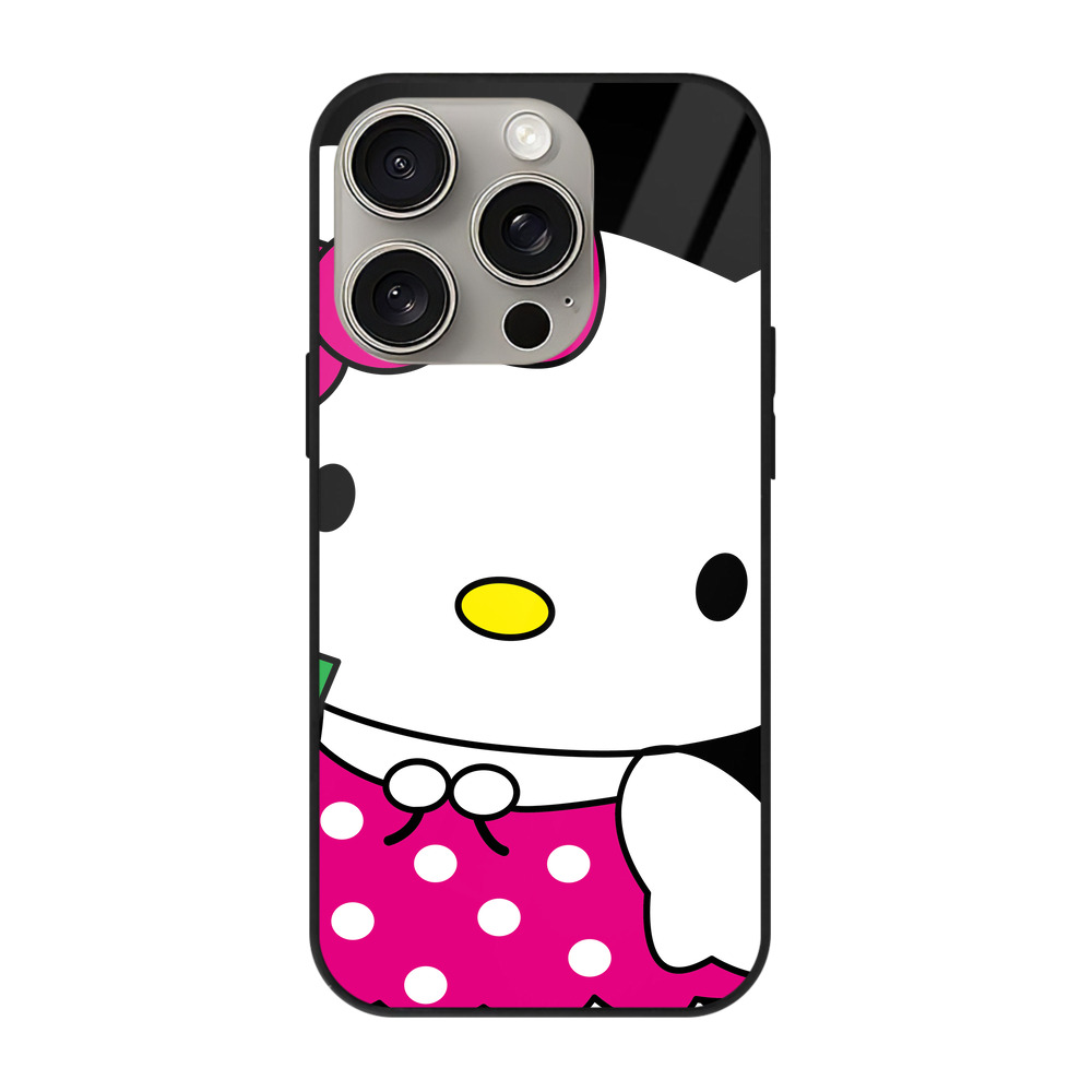 （画像用） Hello Kitty ハローキティ 【iPhone15Pro対応】スマホケース 耐衝撃＆黄変防止 背面ガラス