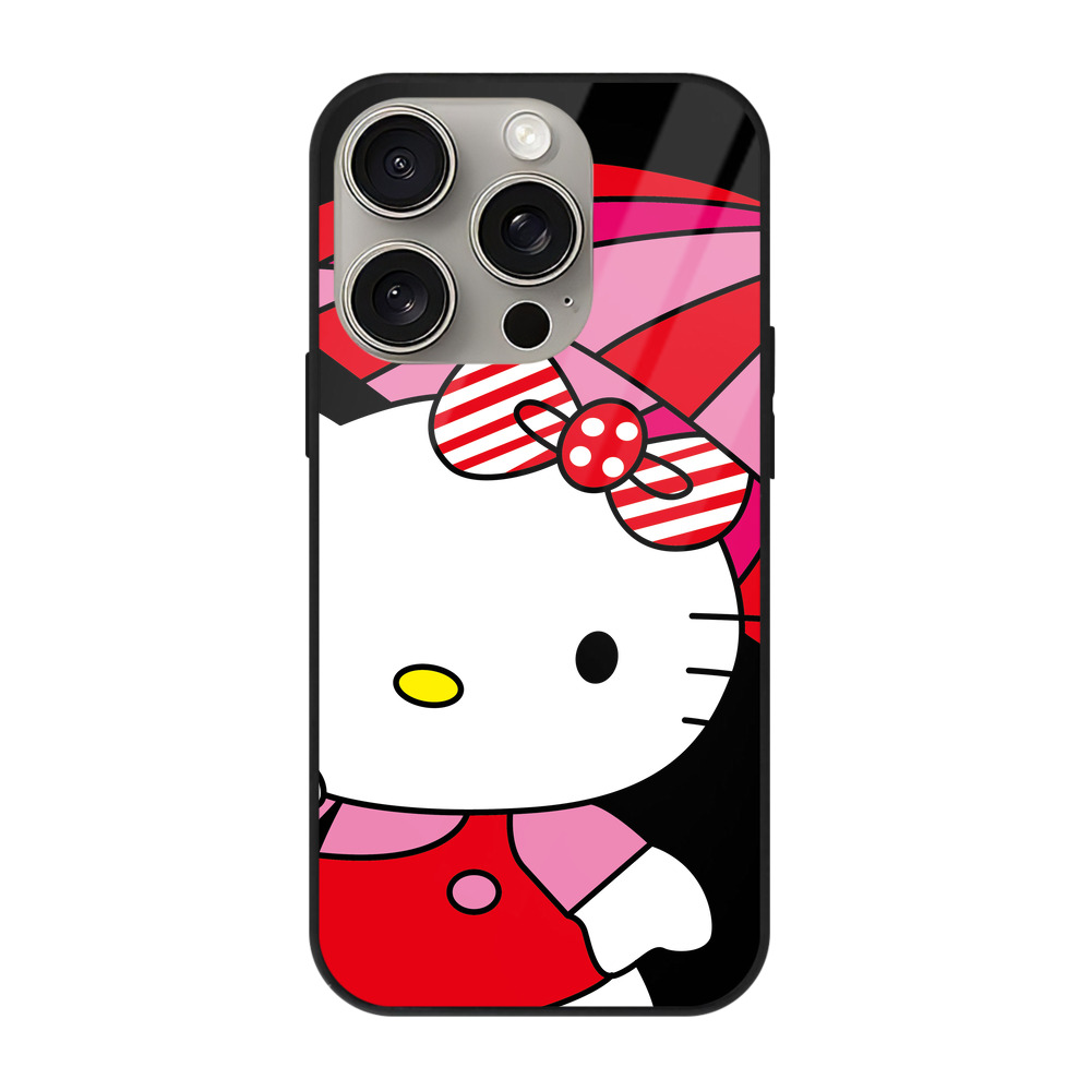 （画像用） Hello Kitty ハローキティ 【iPhone15Pro対応】スマホケース 耐衝撃＆黄変防止 背面ガラス
