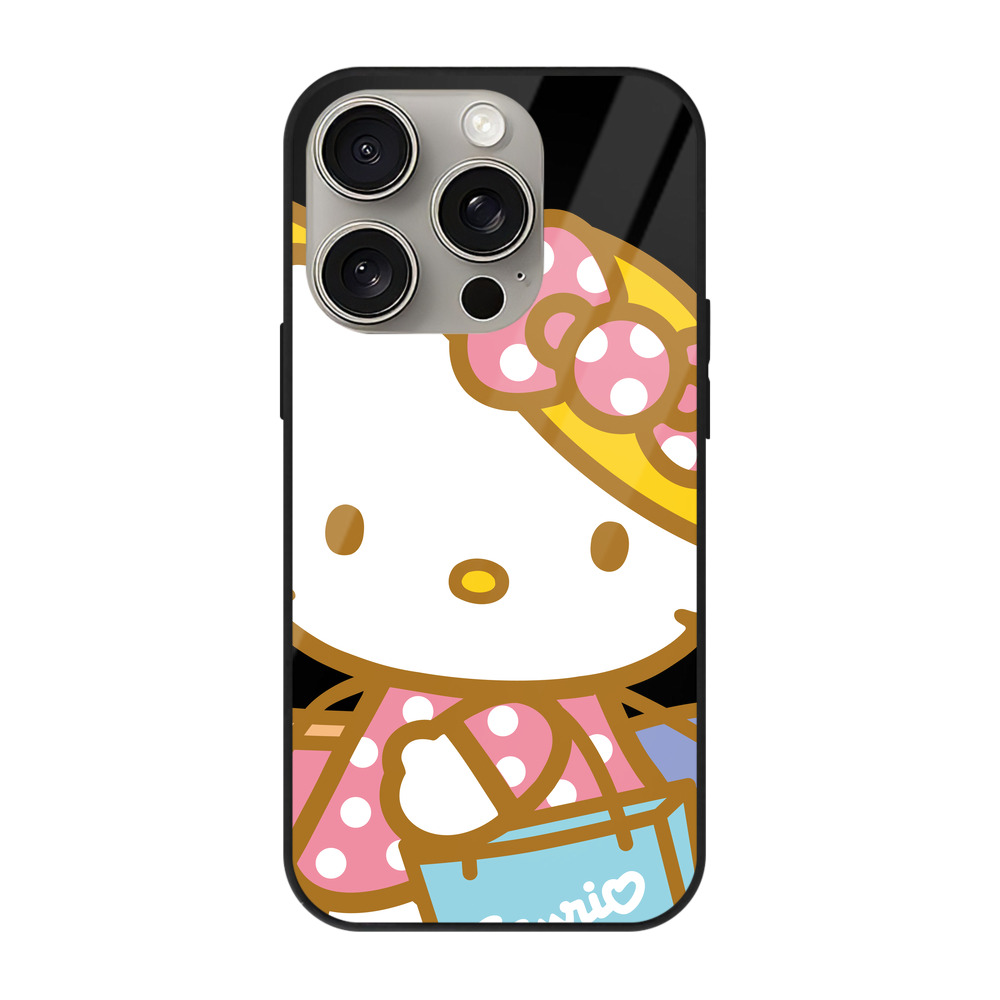 （画像用） Hello Kitty ハローキティ 【iPhone15Pro対応】スマホケース 耐衝撃＆黄変防止 背面ガラス