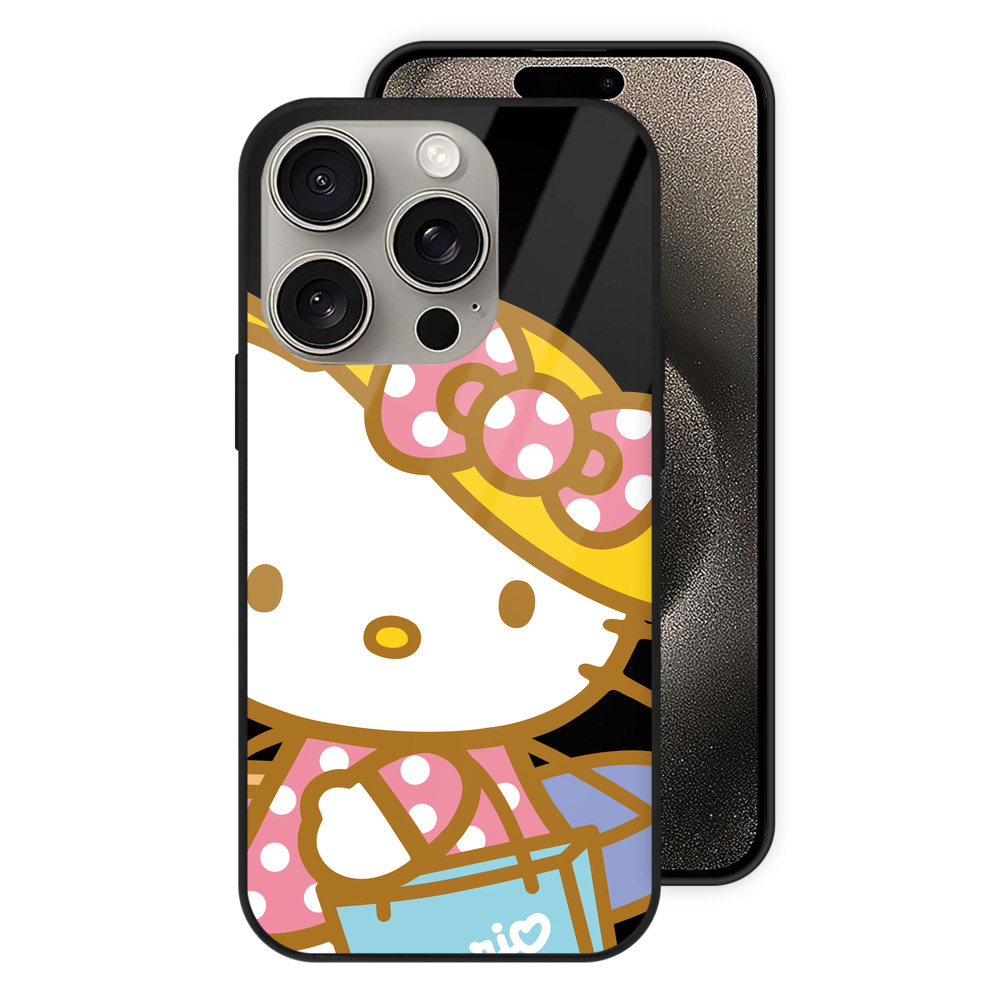 （画像用） Hello Kitty ハローキティ 【iPhone15Pro対応】スマホケース 耐衝撃＆黄変防止 背面ガラス